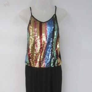 NWT Jollie & Joy Rainbow Sequin Jumpsuit sz M